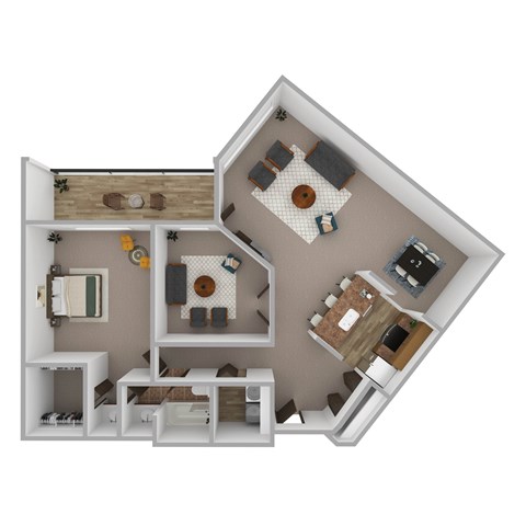 Floor plan for 1 bed, 1 bath, 1159 sqft
